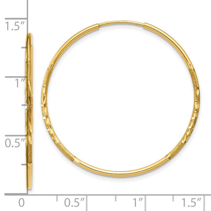 10K Gelbgold 1.25mm Diamantiert Endlos Creole Ohrring