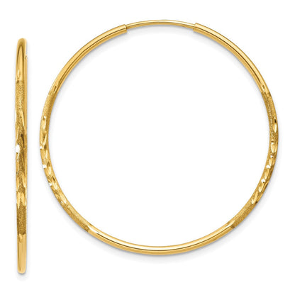 10K Gelbgold 1.25mm Diamantiert Endlos Creole Ohrring