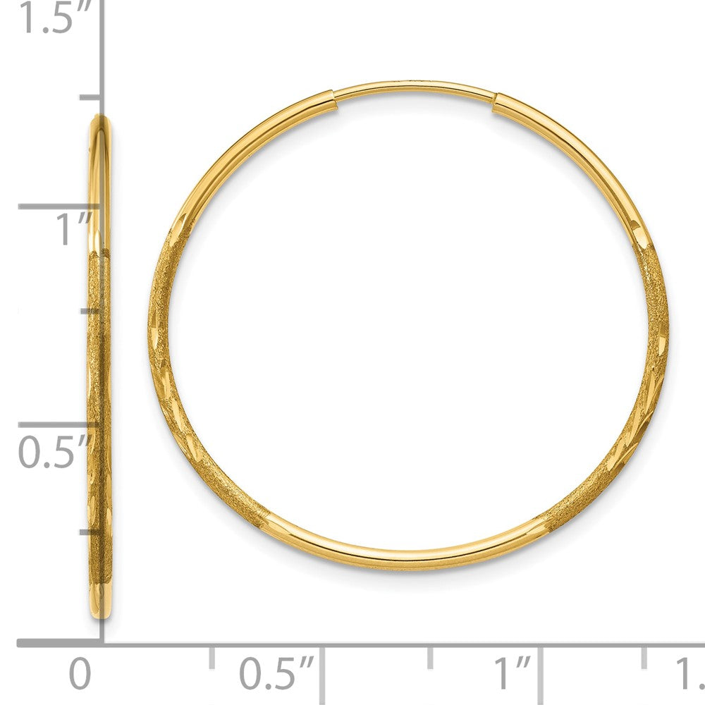 10K Gelbgold 1.25mm Diamantiert Endlos Creole Ohrring