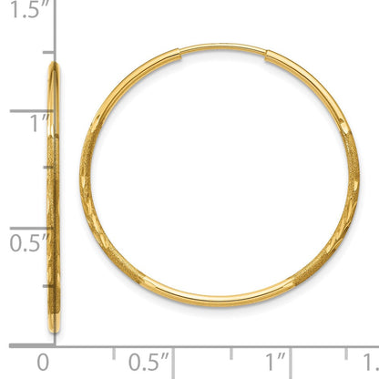 10K Gelbgold 1.25mm Diamantiert Endlos Creole Ohrring