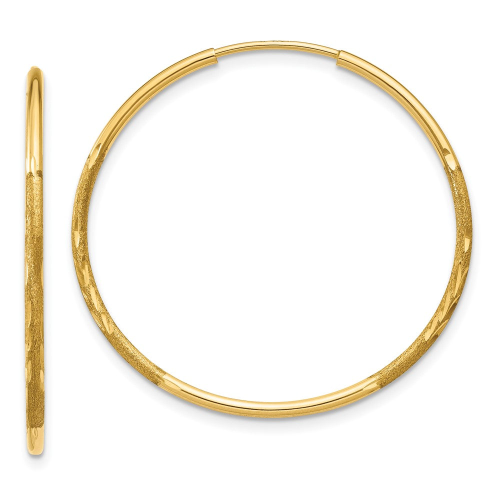 10K Gelbgold 1.25mm Diamantiert Endlos Creole Ohrring