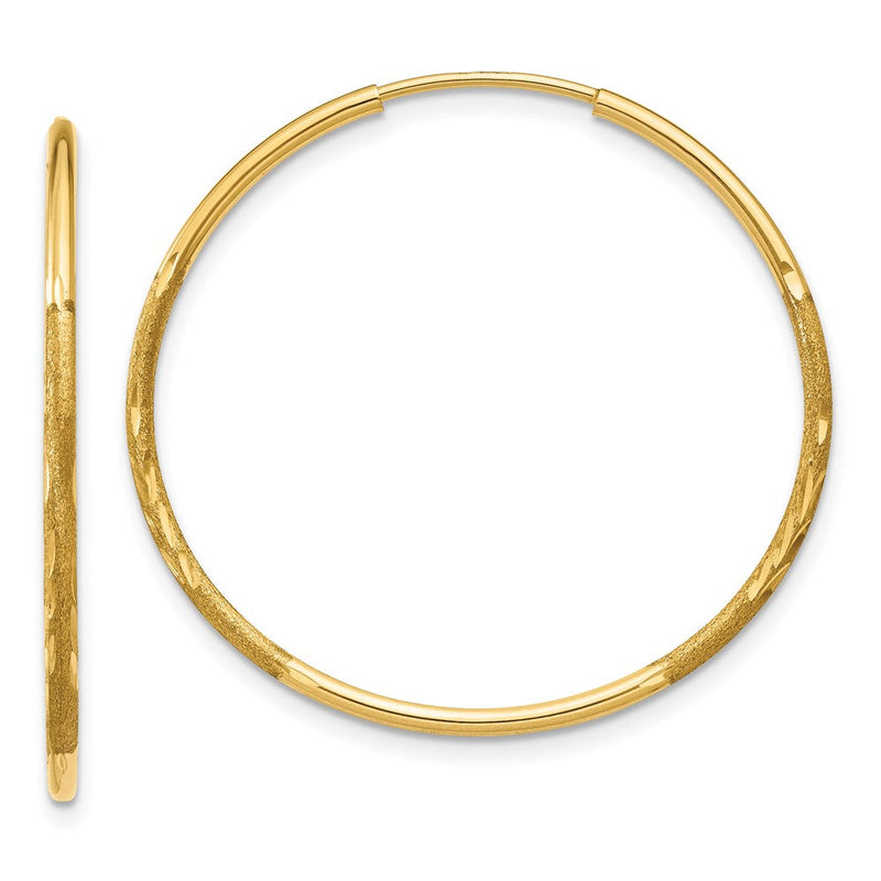 10K Gelbgold 1.25mm Diamantiert Endlos Creole Ohrring