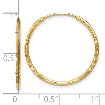 10K Gelbgold 1.25mm Diamantiert Endlos Creole Ohrring