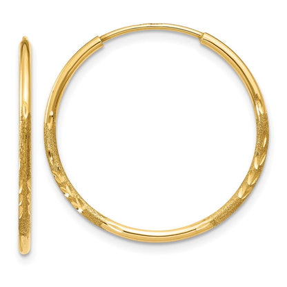 10K Gelbgold 1.25mm Diamantiert Endlos Creole Ohrring