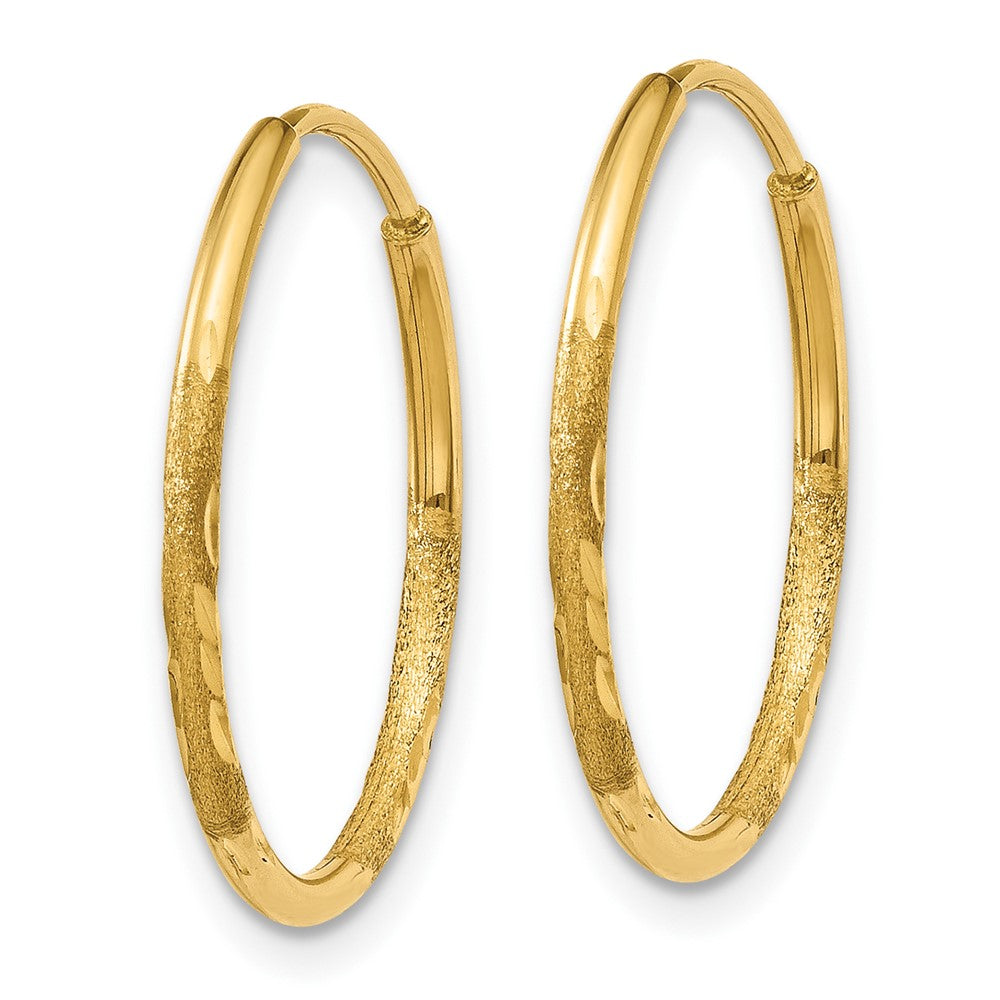 10K Gelbgold 1.25mm Diamantiert Endlos Creole Ohrring
