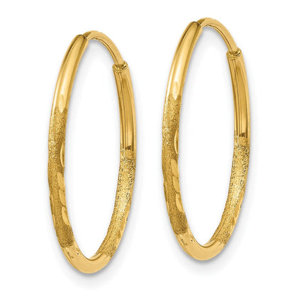 10K Gelbgold 1.25mm Diamantiert Endlos Creole Ohrring