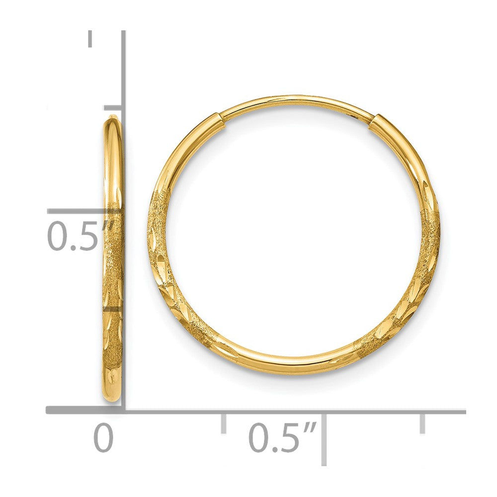10K Gelbgold 1.25mm Diamantiert Endlos Creole Ohrring