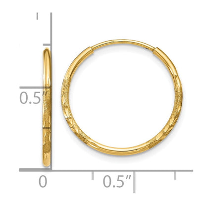 10K Gelbgold 1.25mm Diamantiert Endlos Creole Ohrring