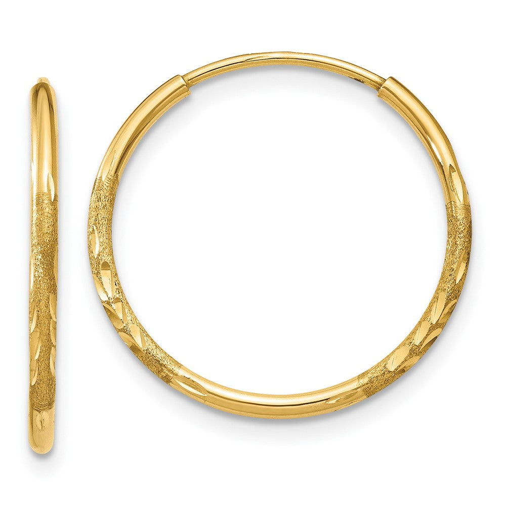 10K Gelbgold 1.25mm Diamantiert Endlos Creole Ohrring