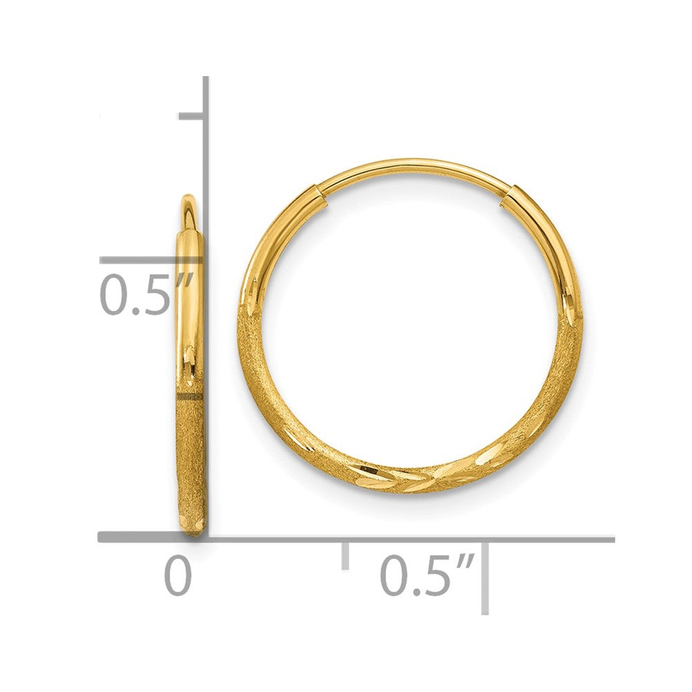 10K Gelbgold 1.25mm Diamantiert Endlos Creole Ohrring