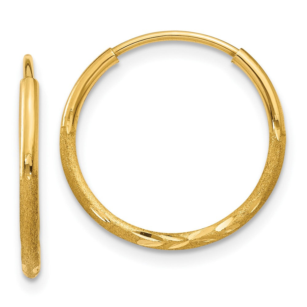 10K Gelbgold 1.25mm Diamantiert Endlos Creole Ohrring