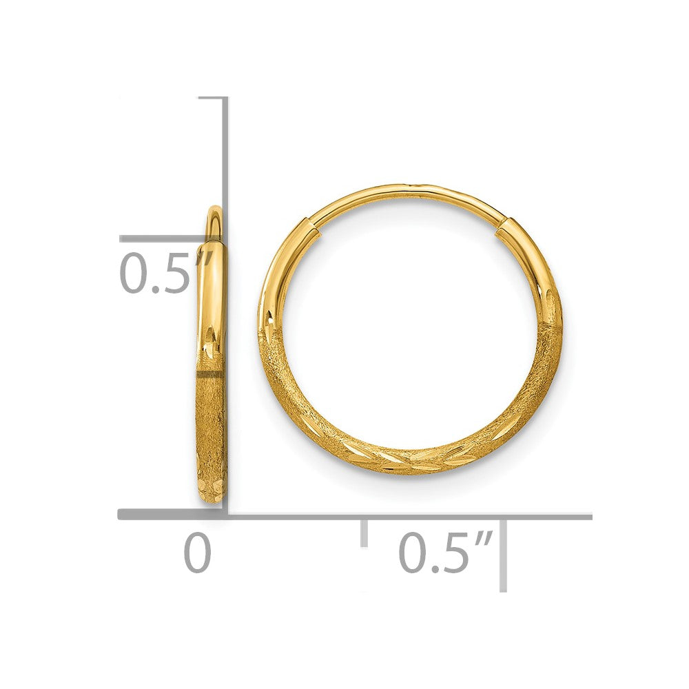 10K Gelbgold 1.25mm Diamantiert Endlos Creole Ohrring
