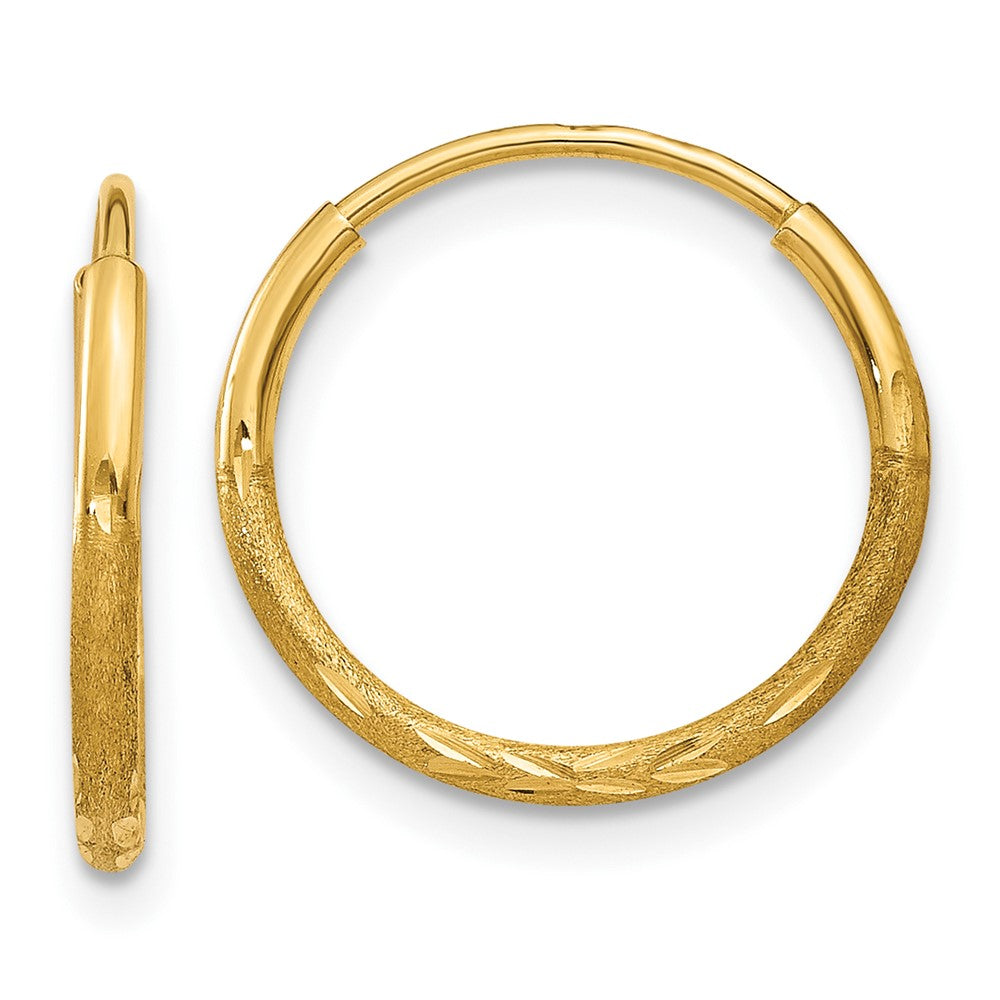 10K Gelbgold 1.25mm Diamantiert Endlos Creole Ohrring