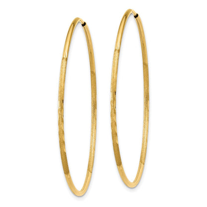 10K Gelbgold 1.25mm Diamantiert Endlos Creole Ohrring