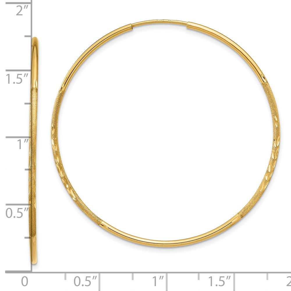 10K Gelbgold 1.25mm Diamantiert Endlos Creole Ohrring