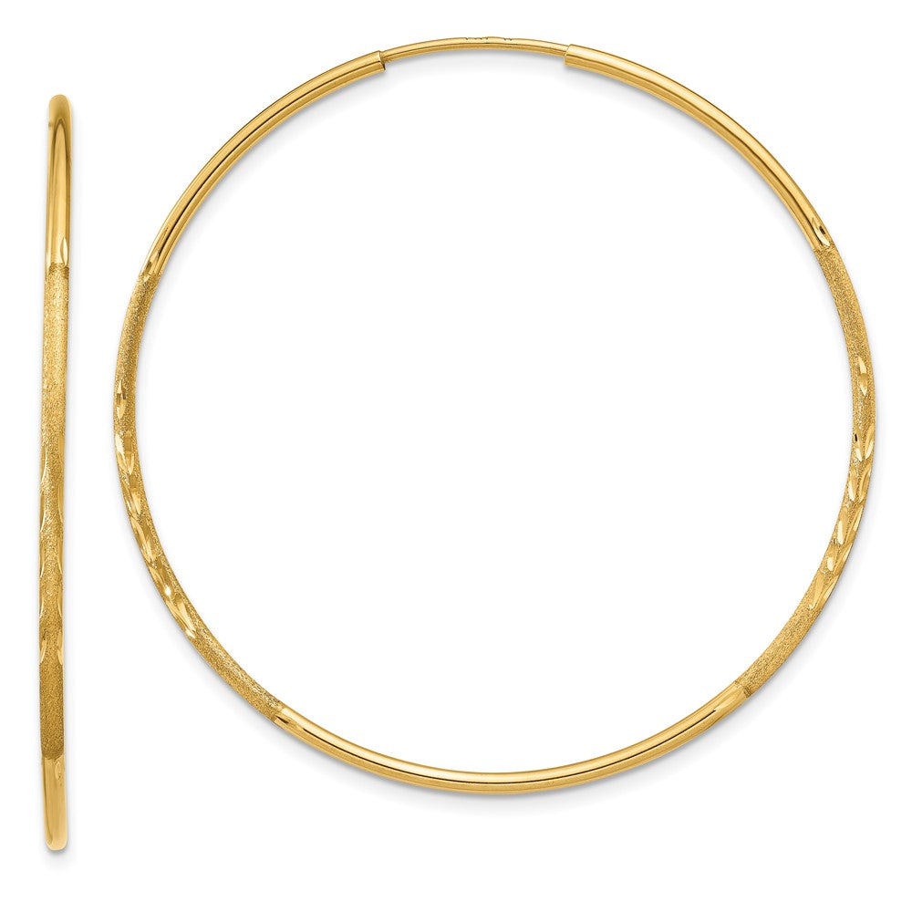 10K Gelbgold 1.25mm Diamantiert Endlos Creole Ohrring