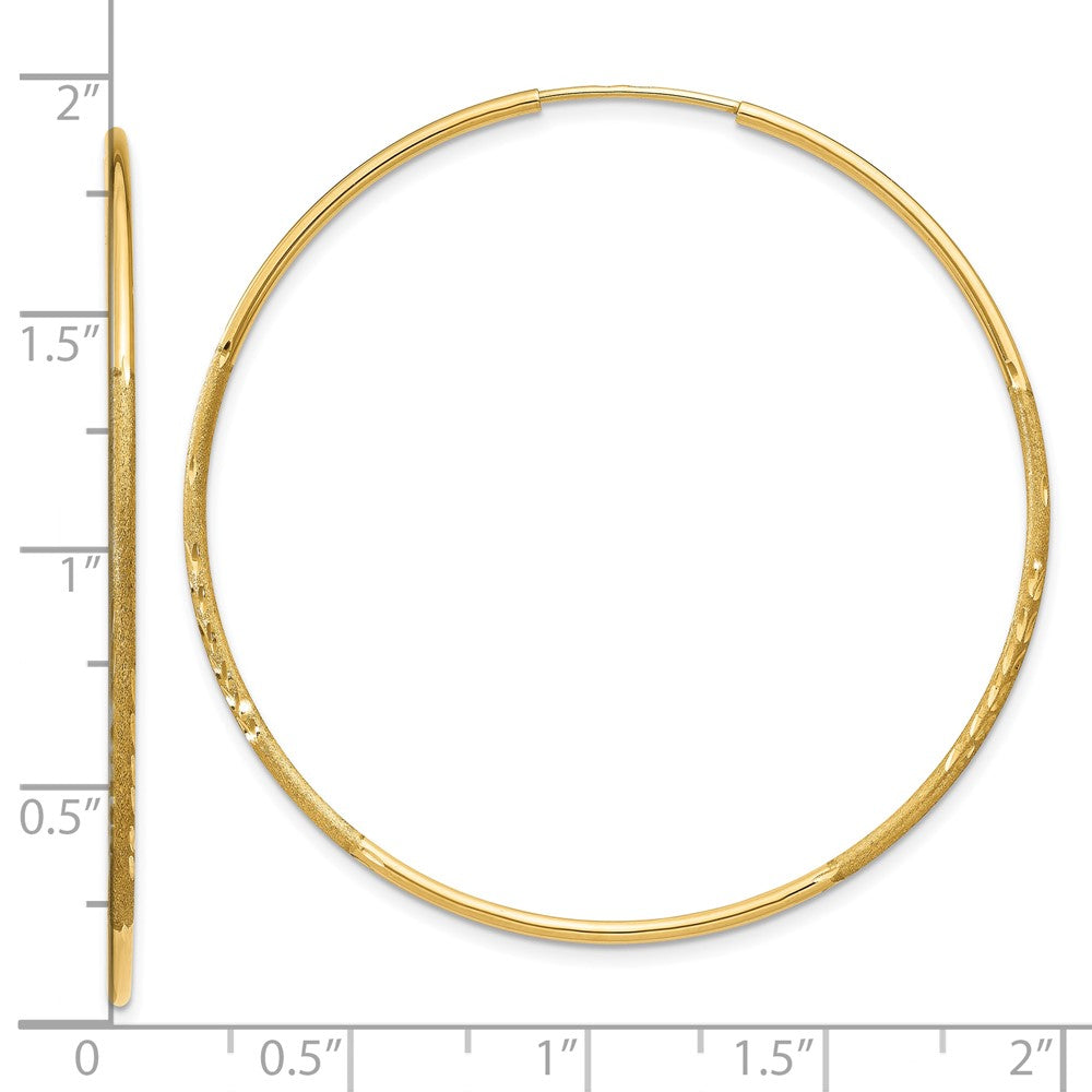 10K Gelbgold 1.25mm Diamantiert Endlos Creole Ohrring