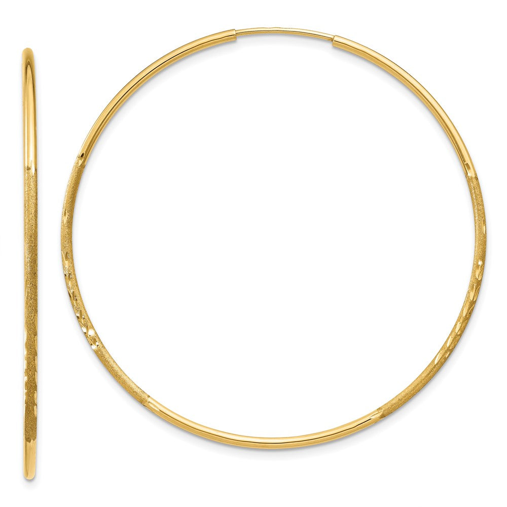 10K Gelbgold 1.25mm Diamantiert Endlos Creole Ohrring