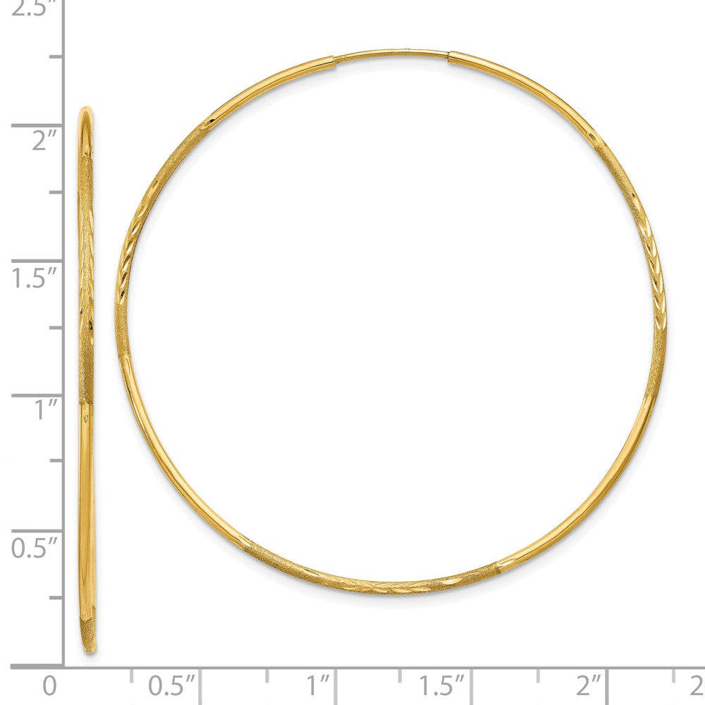 10K Gelbgold 1.25mm Diamantiert Endlos Creole Ohrring