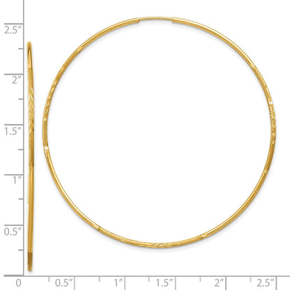 10K Gelbgold 1.25mm Diamantiert Endlos Creole Ohrring
