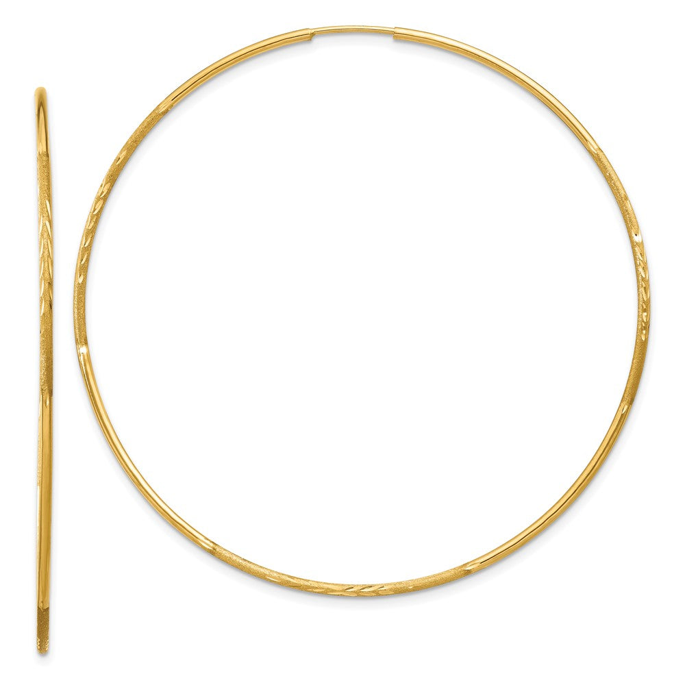 10K Gelbgold 1.25mm Diamantiert Endlos Creole Ohrring