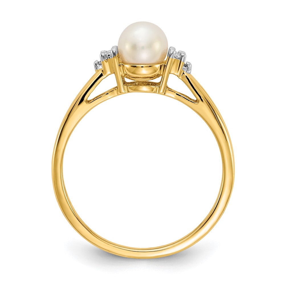 10K Gelbgold 10K Diamant und Fw Zuchtperle Ring