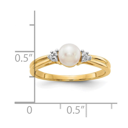 10K Gelbgold 10K Diamant und Fw Zuchtperle Ring