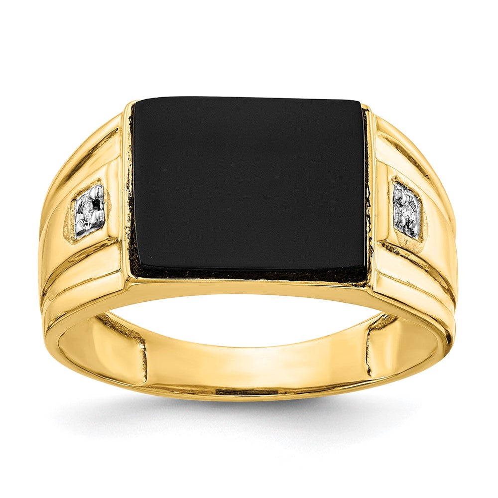 10K Gelbgold 10K Herren Onyx und Diamant Ring
