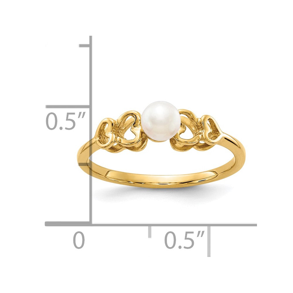 10K Gelbgold 10K 4mm Fw Zuchtperle Ring