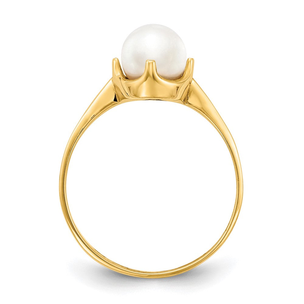 10K Gelbgold 10K 6.5mm Fw Zuchtperle Ring