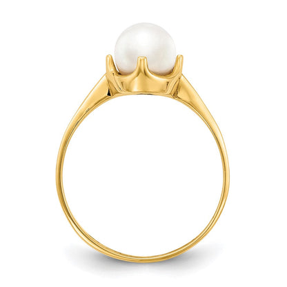 10K Gelbgold 10K 6.5mm Fw Zuchtperle Ring