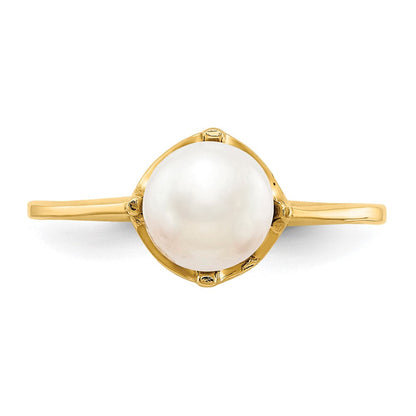 10K Gelbgold 10K 6.5mm Fw Zuchtperle Ring