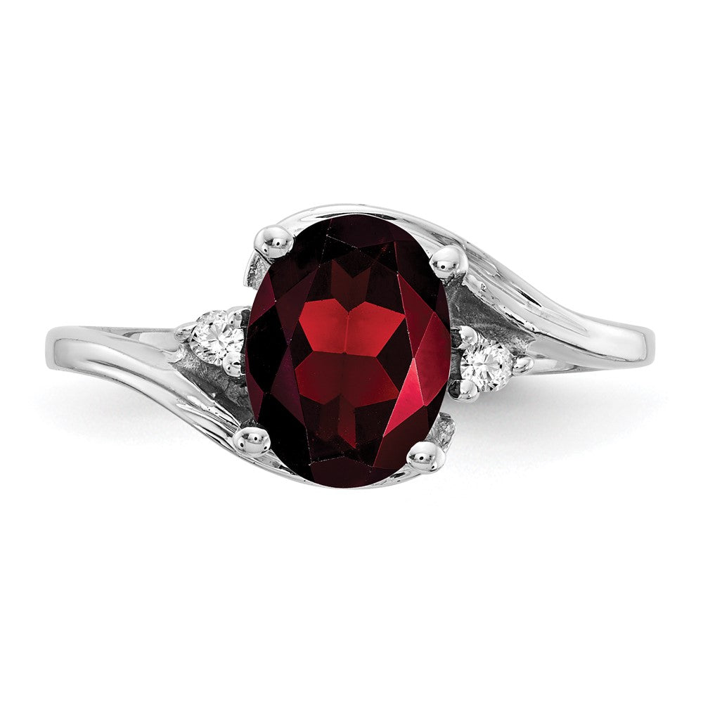 10K Weißgold 10K 8x6mm Oval Granat Aa Diamant Ring