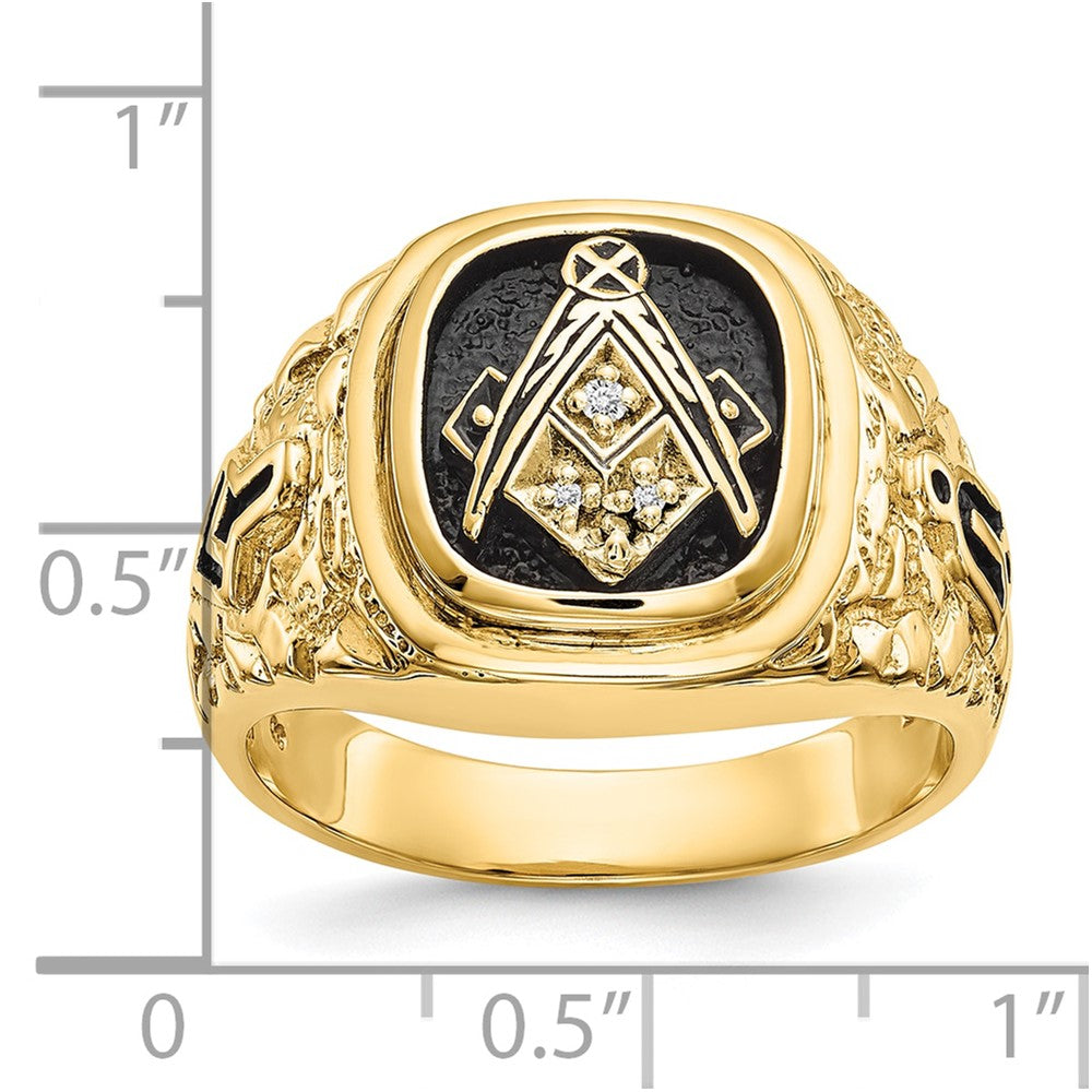 10K Gelbgold Poliert, Antikisiert und Nugget Texture Aa Qualität Diamant Freimaurer Ring