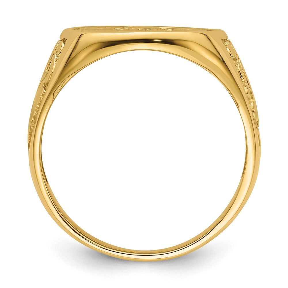 10K Gelbgold Herren Poliert und Gerillt (not Emailliert) Freimaurer Ring