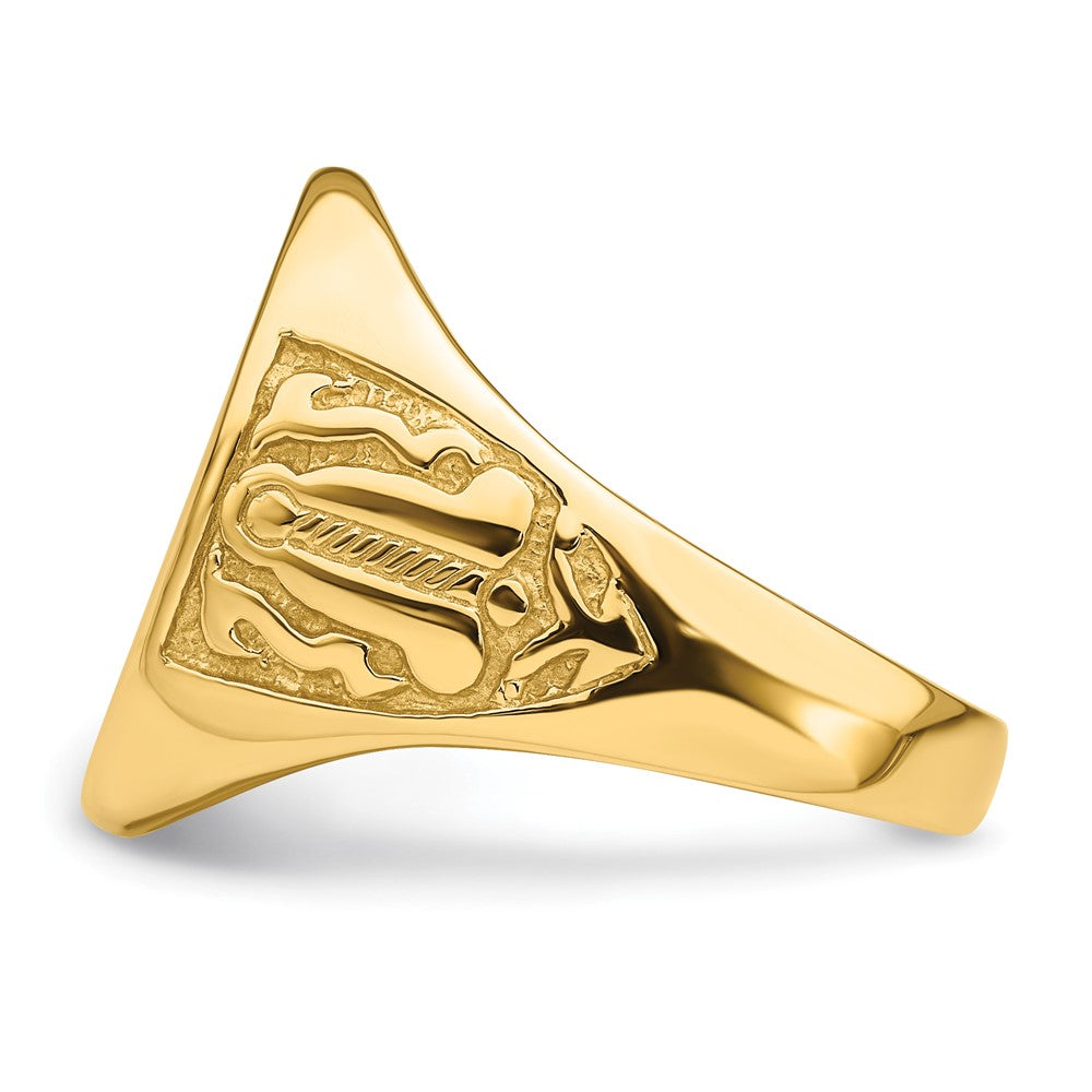 10K Gelbgold Herren Poliert und Gerillt (not Emailliert) Freimaurer Ring
