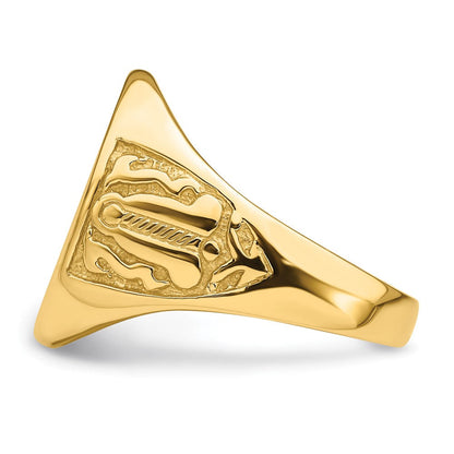 10K Gelbgold Herren Poliert und Gerillt (not Emailliert) Freimaurer Ring