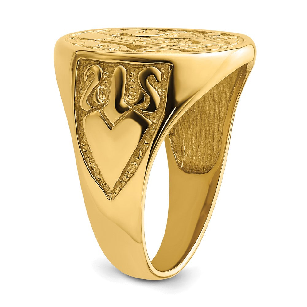 10K Gelbgold Herren Poliert und Gerillt (not Emailliert) Freimaurer Ring