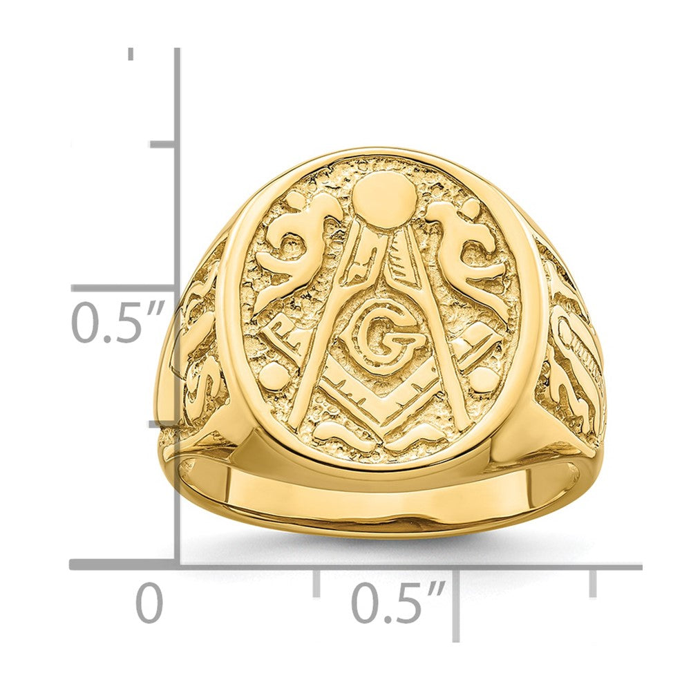 10K Gelbgold Herren Poliert und Gerillt (not Emailliert) Freimaurer Ring