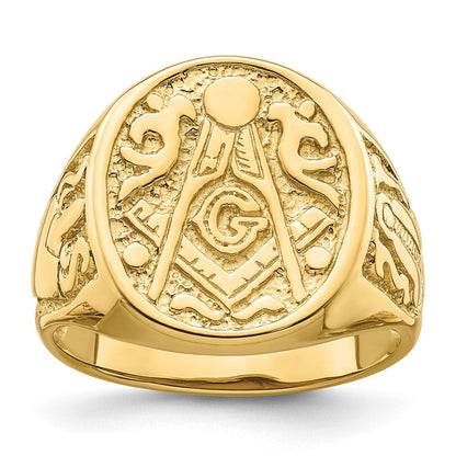 10K Gelbgold Herren Poliert und Gerillt (not Emailliert) Freimaurer Ring
