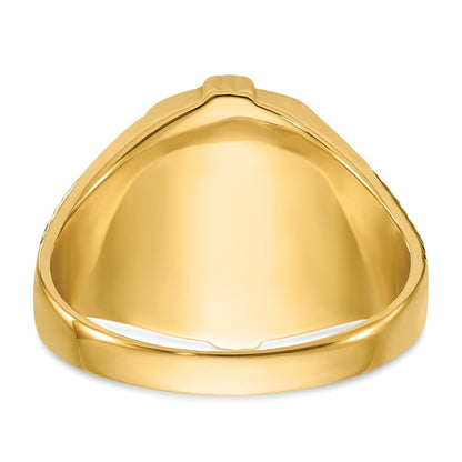 10K Gelbgold Herren Poliert, Antikisiert und Strukturiert mit Onyx Freimaurer Ring