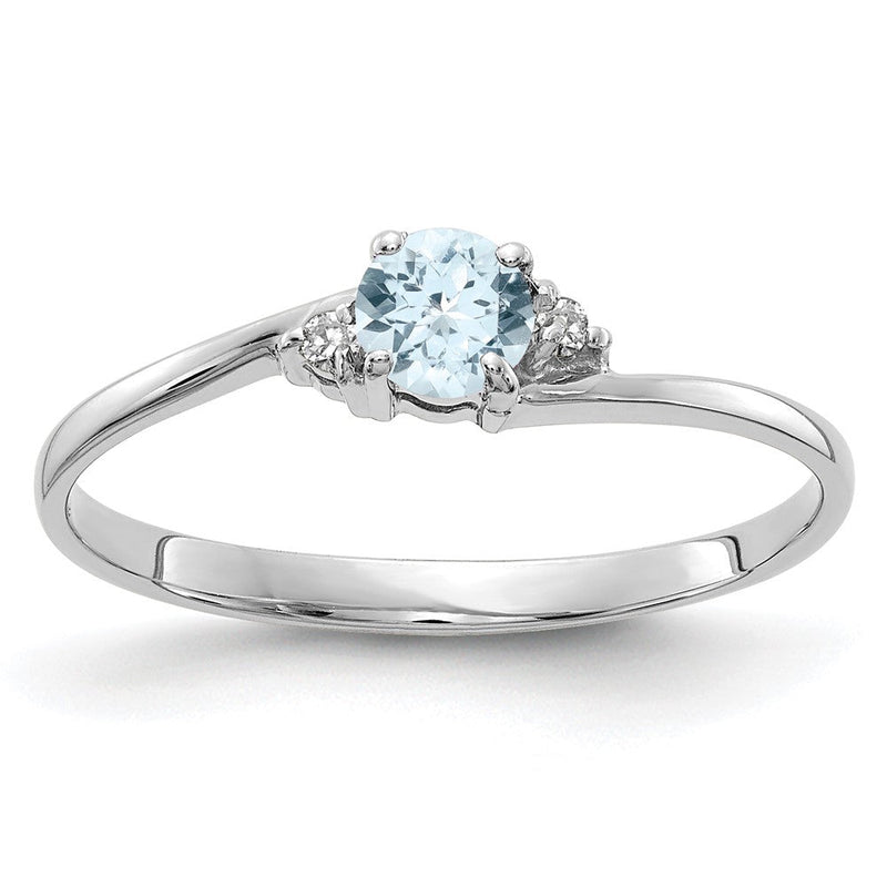 10K Weißgold 10K Aquamarin und Diamant Ring