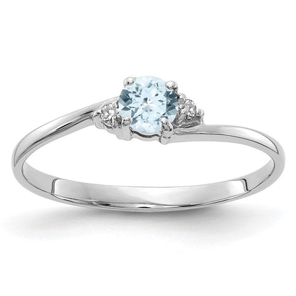 10K Weißgold Diamant & Edelstein Ring Mtg