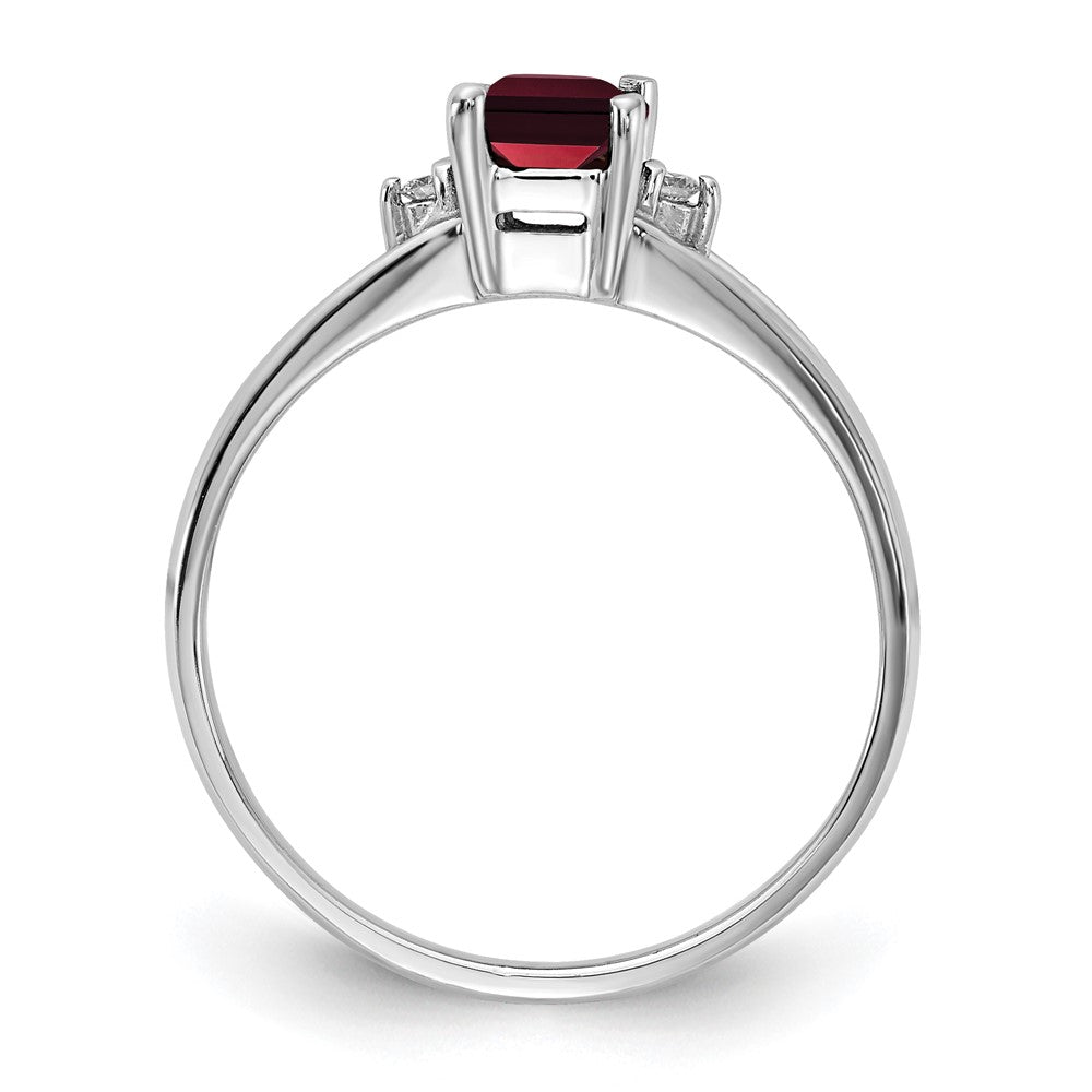 10K Weißgold 10K 6x4mm Smaragdschliff Granat Aa Diamant Ring