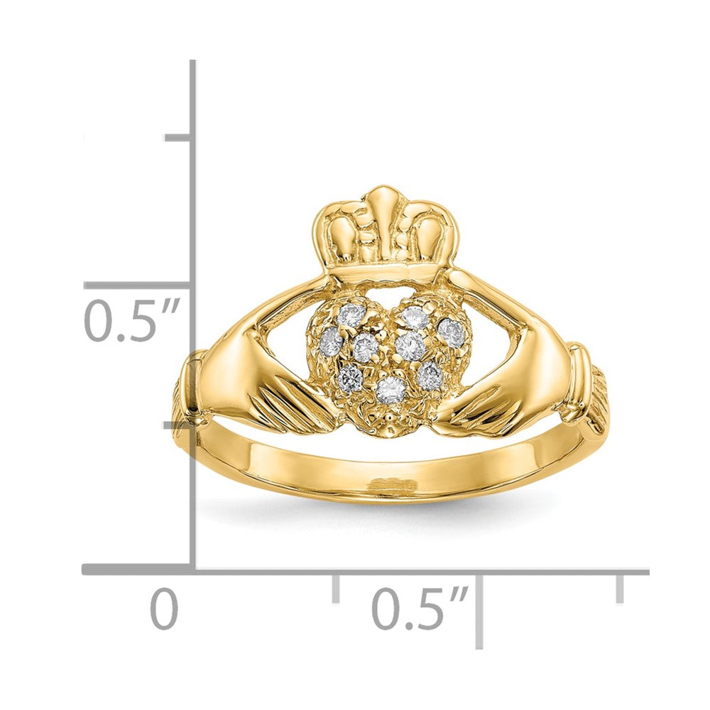 10K Gelbgold 10K 1/10ct Aa Diamant Claddagh Ring
