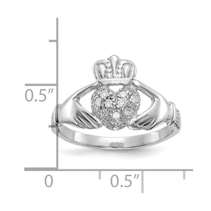 10K Weißgold 10K 1/10ct Aa Diamant Claddagh Ring