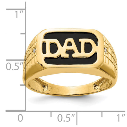 10K Gelbgold 10K Aa Diamant Onyx Dad Ring