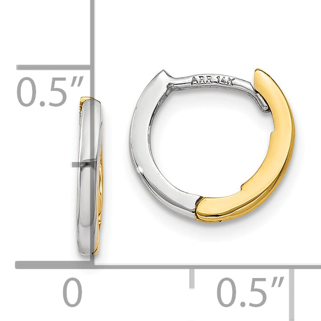 10K Bicolor Mini 1.35mm Rund Klappbar Creolen