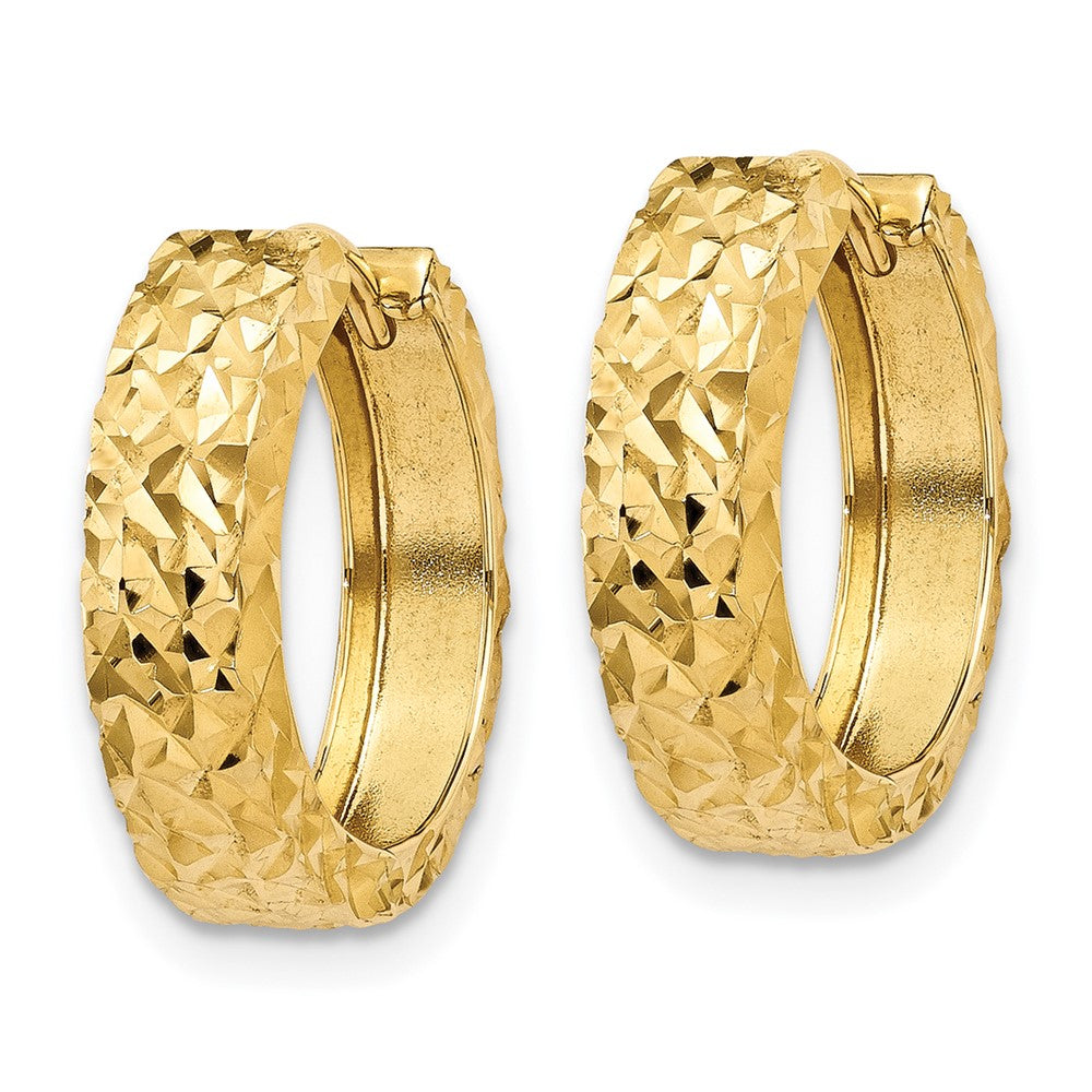 10K Gelbgold Diamantiert Klappbar Creolen