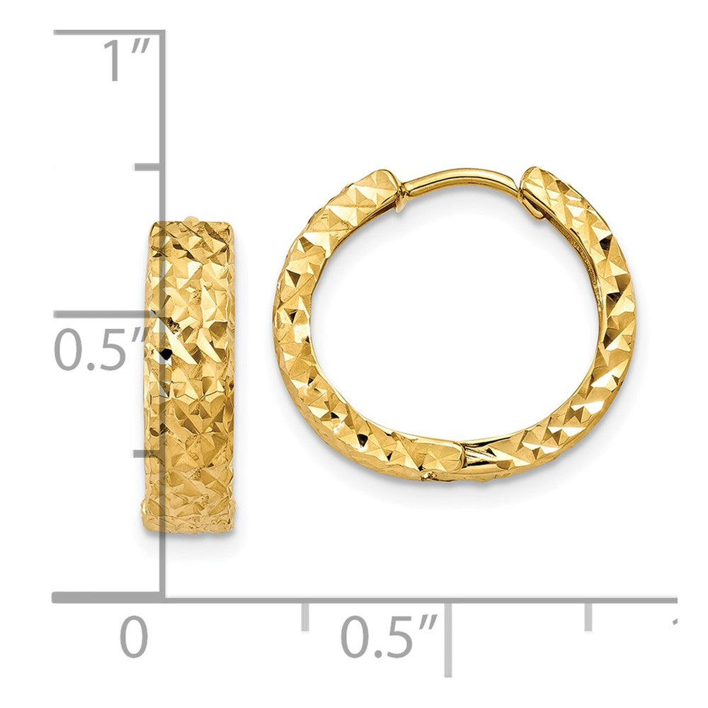 10K Gelbgold Diamantiert Klappbar Creolen